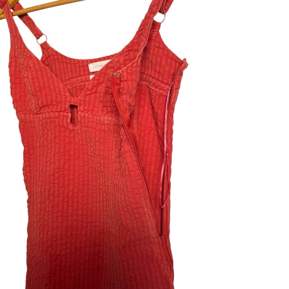Urban Outfitters Why Not Seersucker Mini Dress Linen Blend Cutout Women Small - Picture 7 of 11